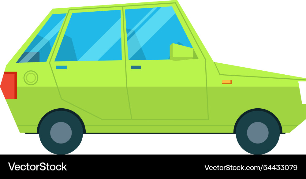 A cartoon car with green color and blue window A cartoon car with green color and blue window Vector Image