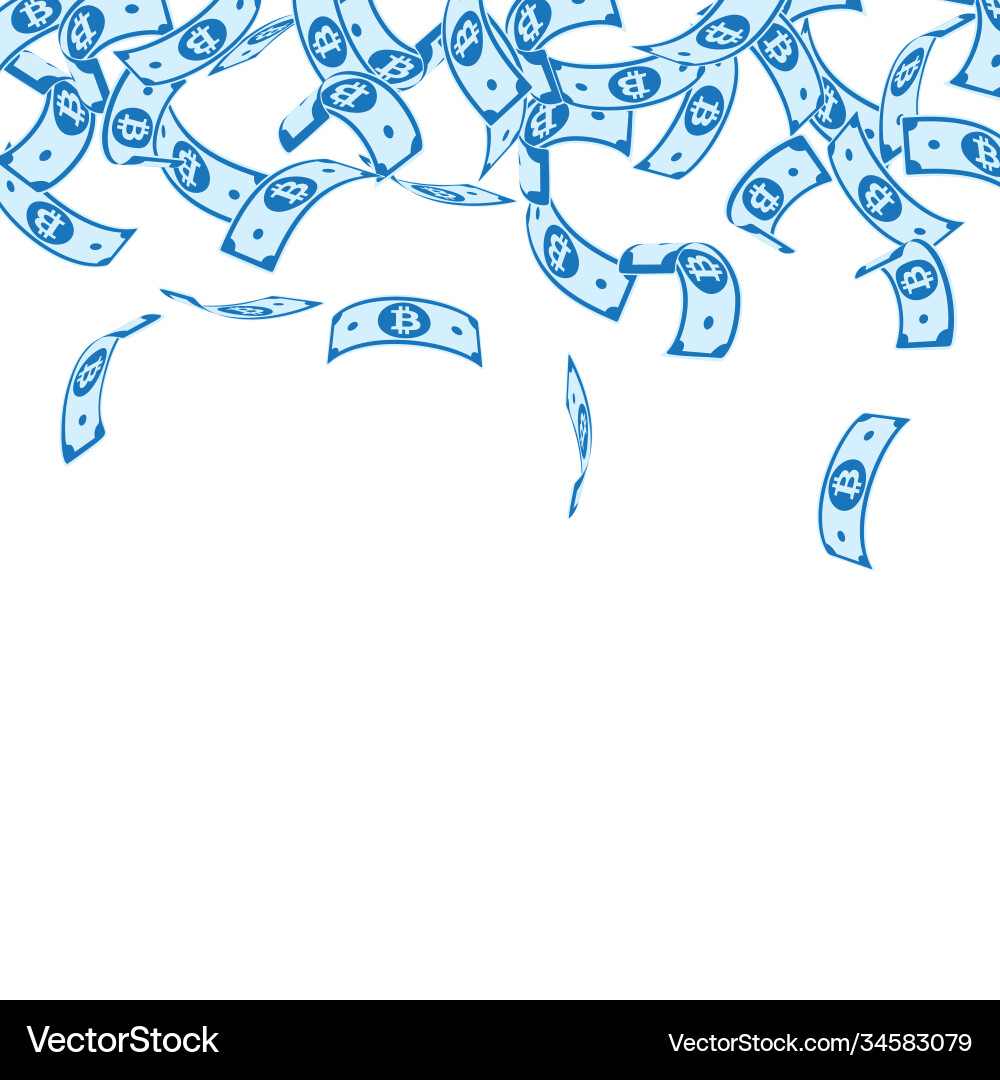 Bitcoin internet currency notes falling floating vector image