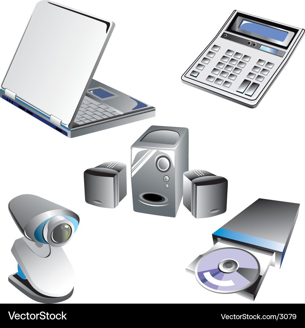 Calculator with CD Disk vector image