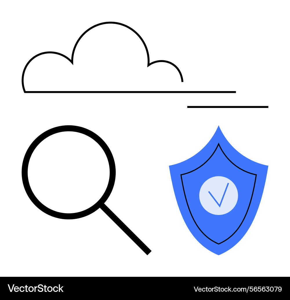 Cloud storage security visualization with search Cloud storage security visualization with search Vector Image