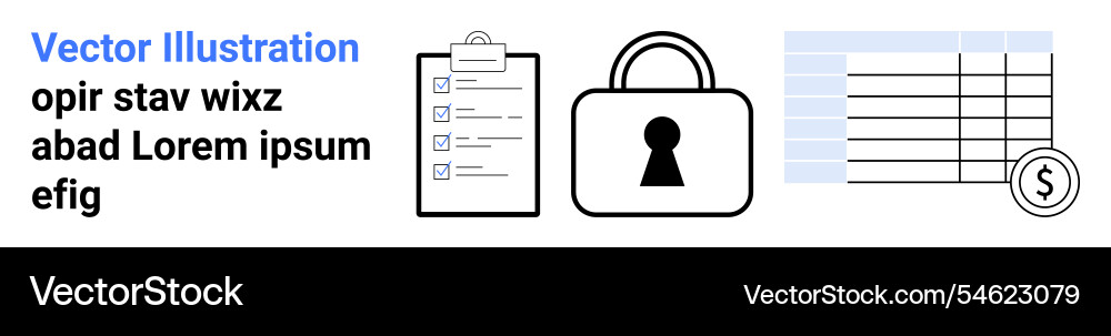 Data security concept with checklist lock Data security concept with checklist lock vector image
