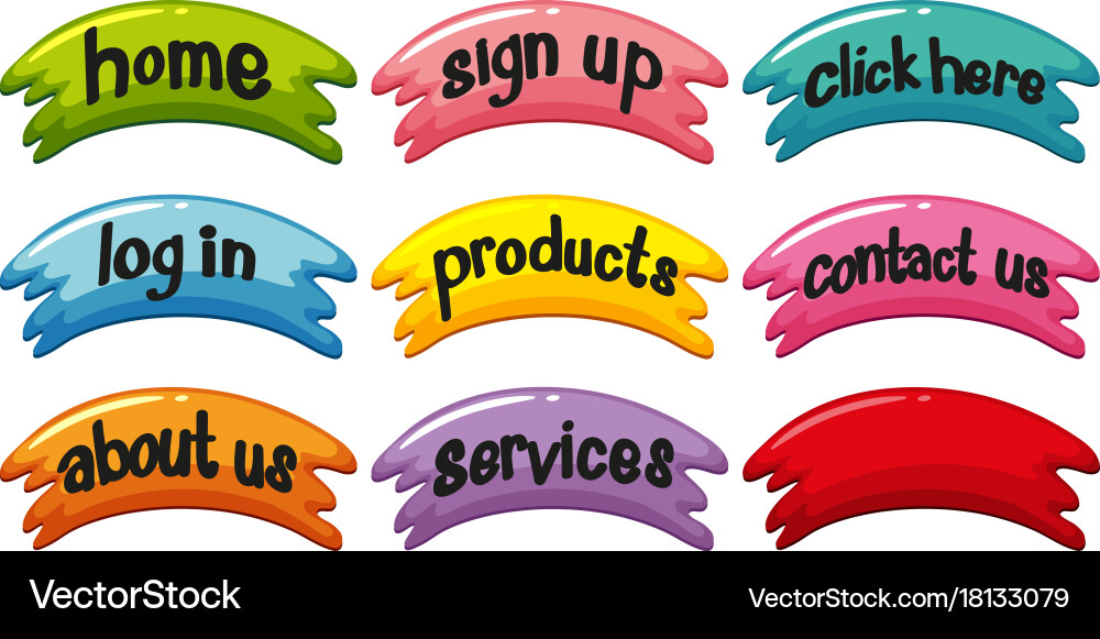 Different words on buttons vector image
