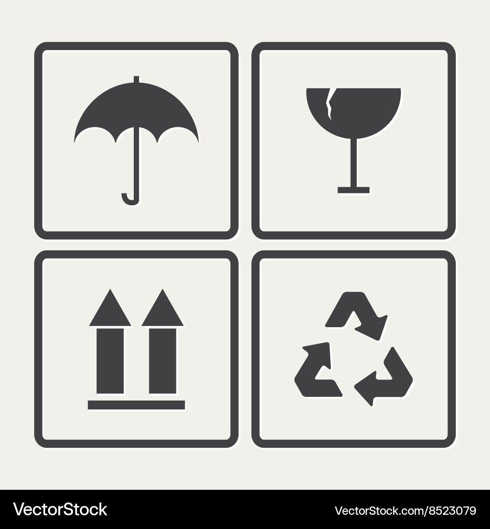 Fragile Shipping Icons vector image