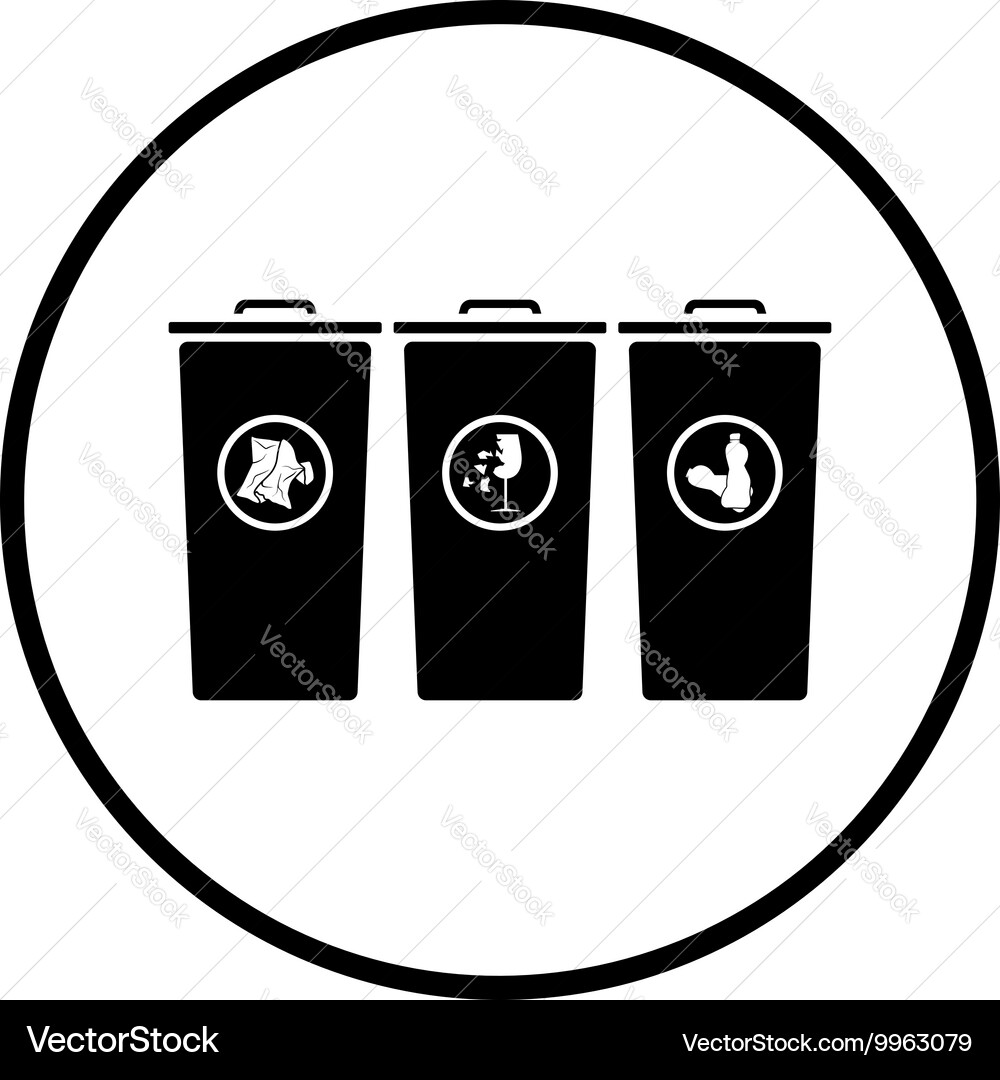Garbage containers with separated trash icon vector image