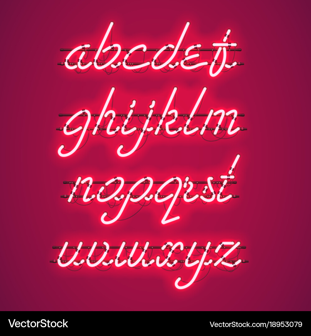 Glowing Red Neon Script Font vector image