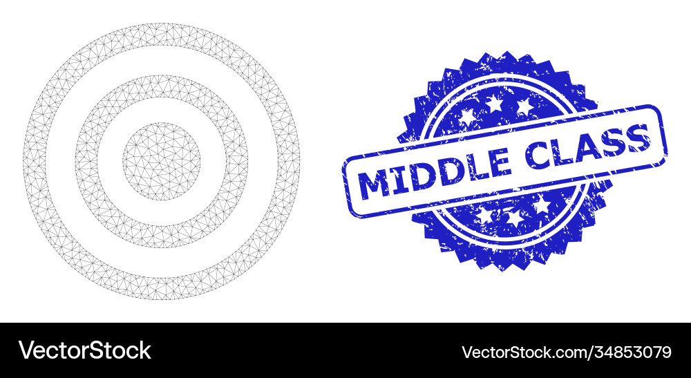 Grunge middle class rosette watermark and mesh Grunge middle class rosette watermark and mesh vector image