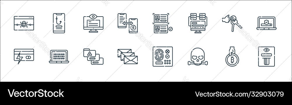 Hacker line icons linear set quality Hacker line icons linear set quality vector image