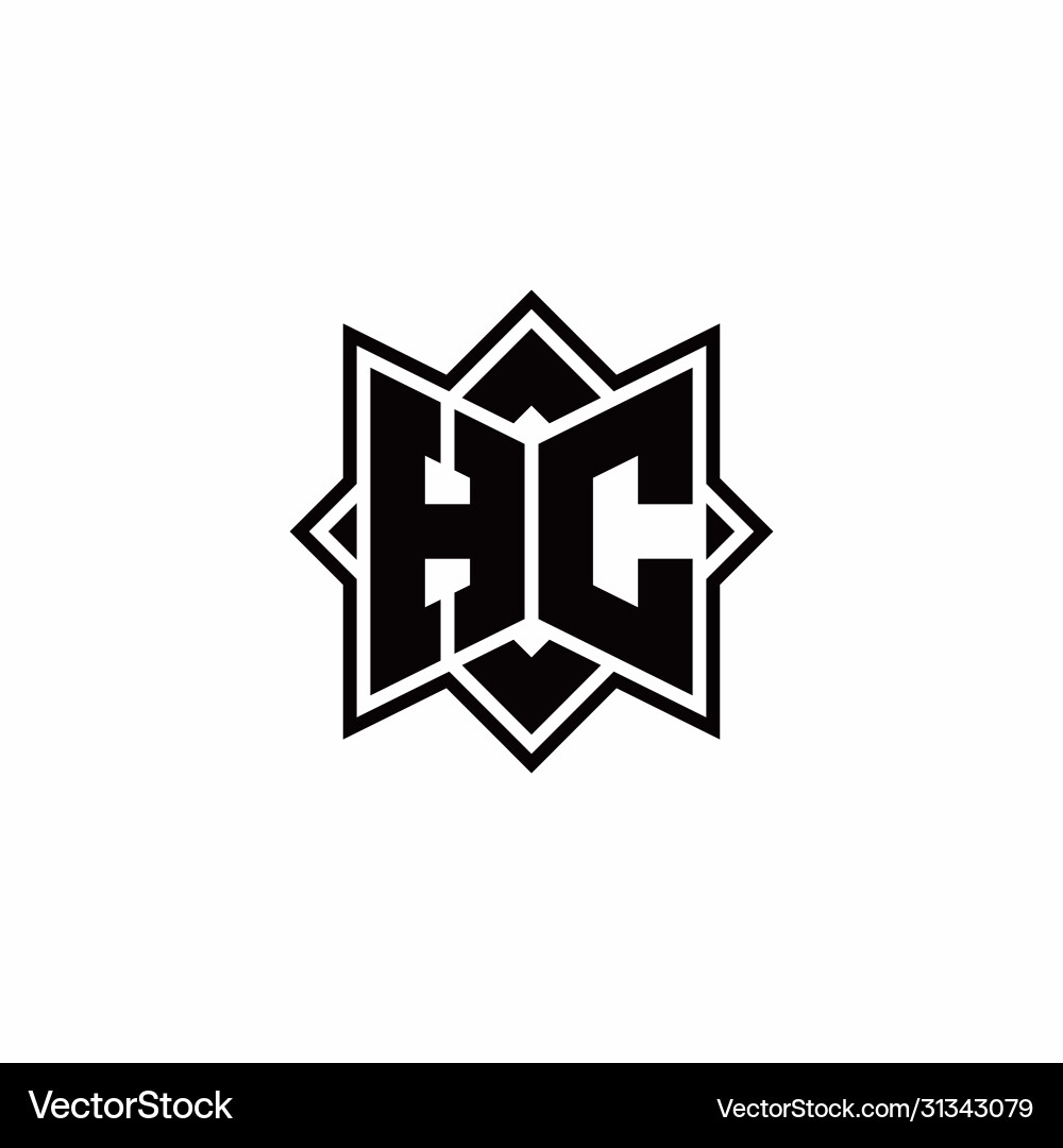 Hc monogram logo with square rotate style outline Hc monogram logo with square rotate style outline Vector Image