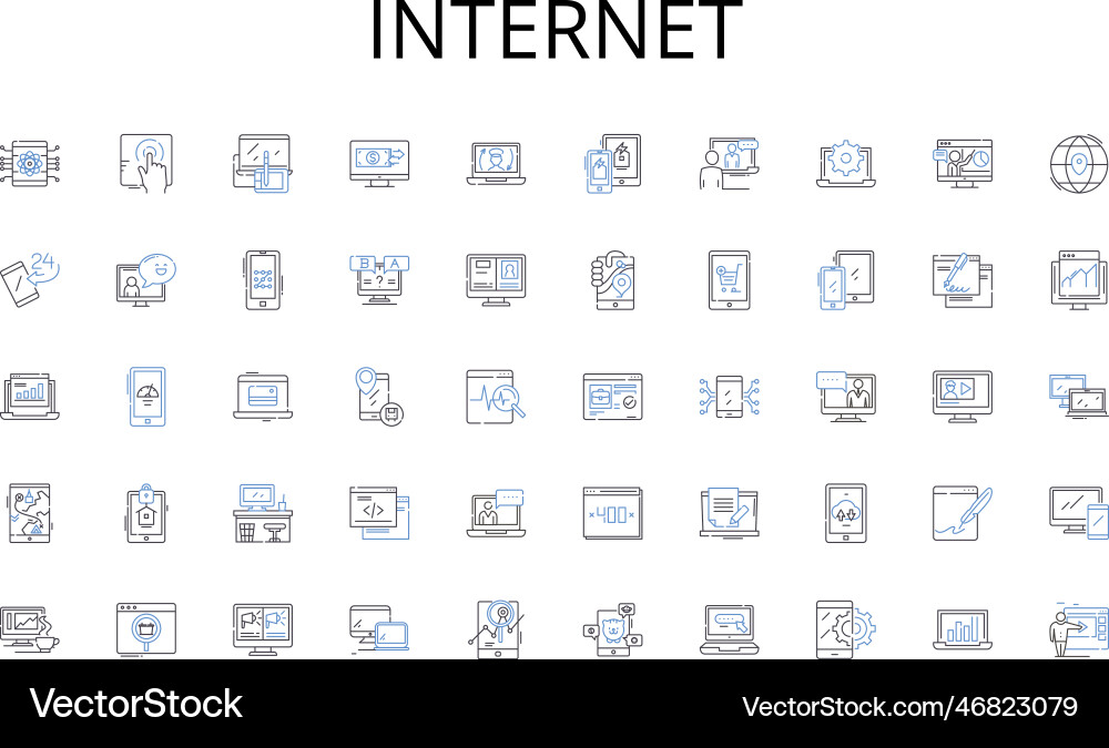 Internet line icons collection data metrics Internet line icons collection data metrics vector image