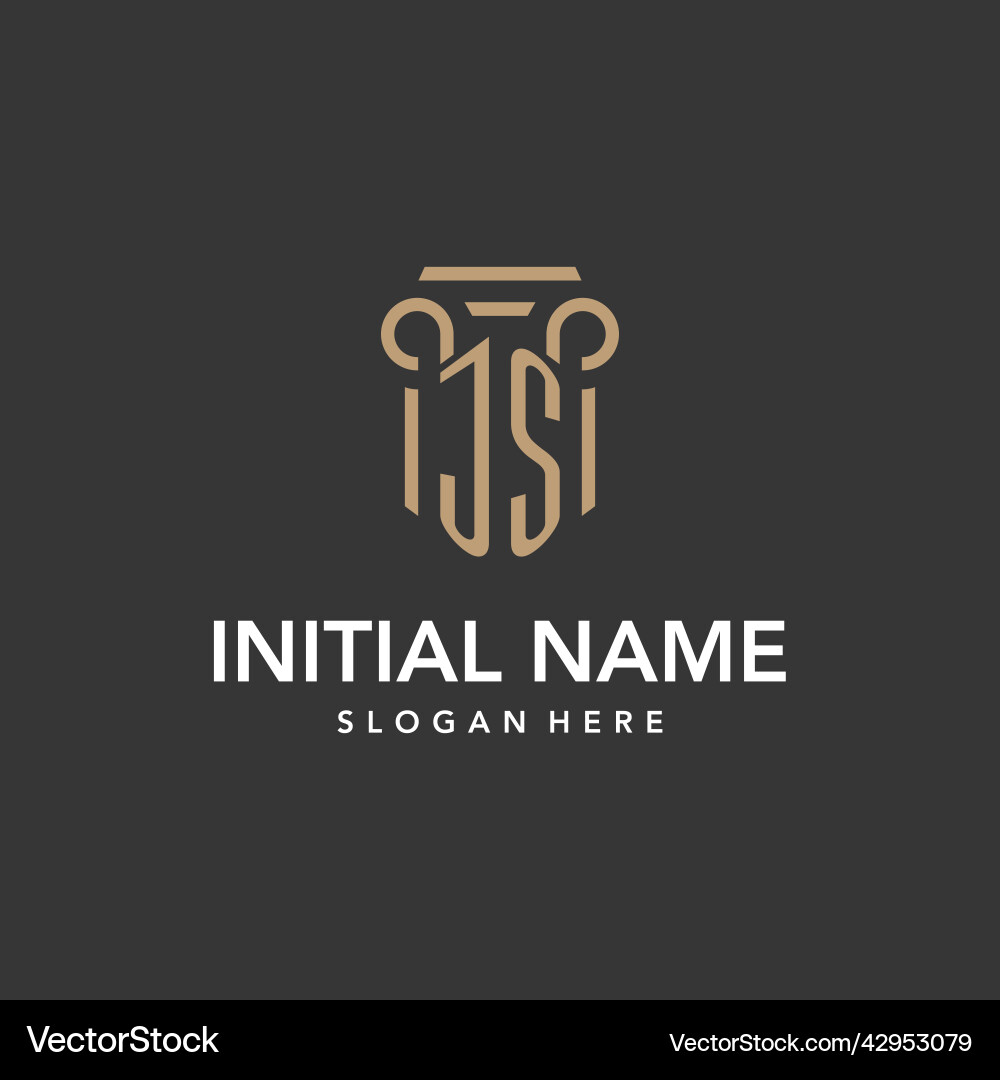 Js logo monogram with pillar style design vector image