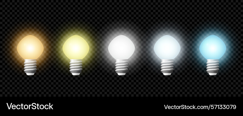 Light bulbs showing different color temperatures Light bulbs showing different color temperatures Vector Image