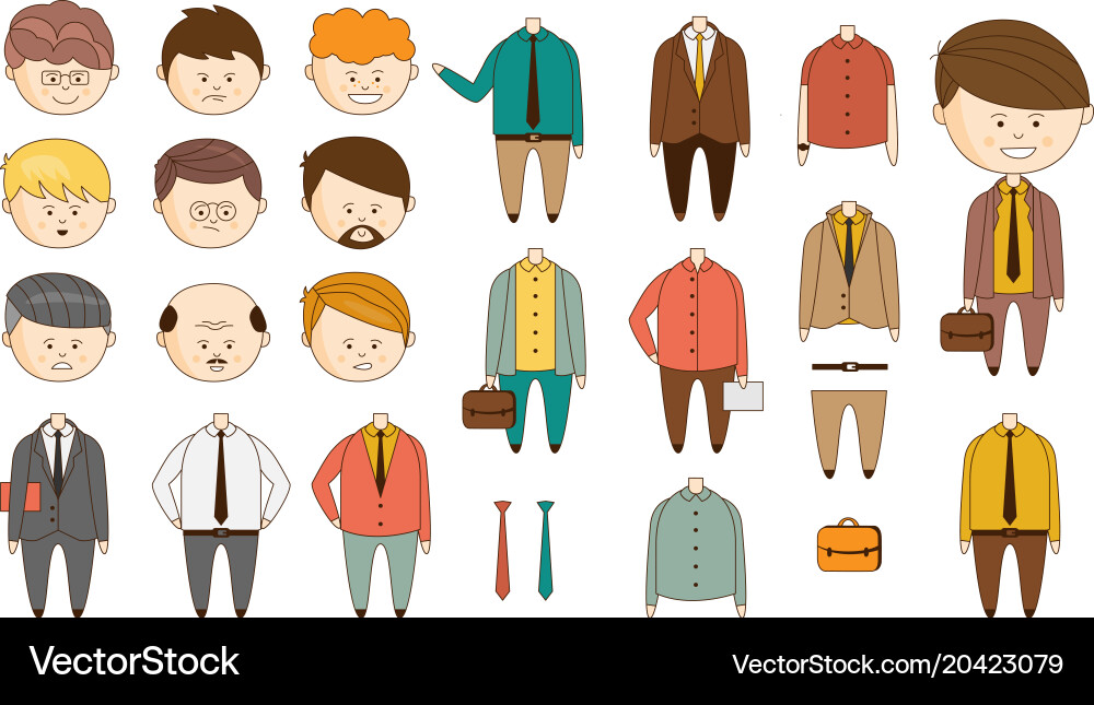 Man character constructor funny faces Vector Image