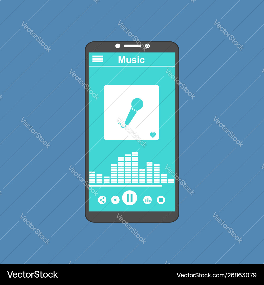 Media player application app template with flat Media player application app template with flat vector image