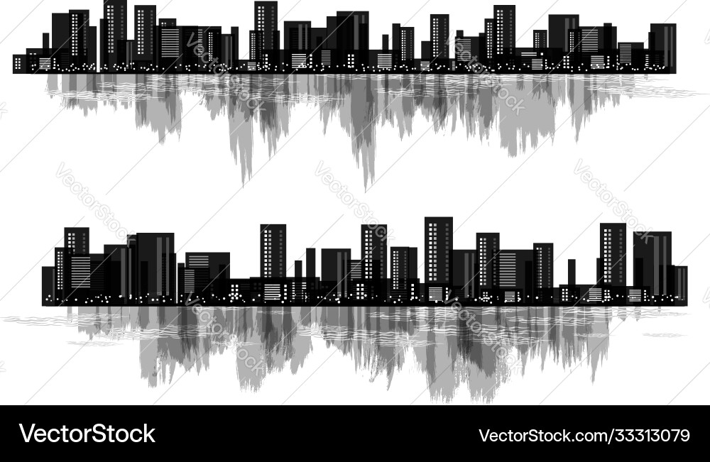 Night cityscapes collection horizontal dividers Night cityscapes collection horizontal dividers vector image