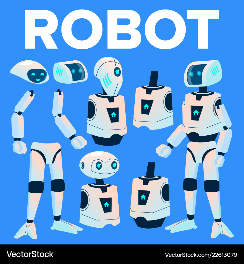 Robot animation creation set modern Robot animation creation set modern vector image