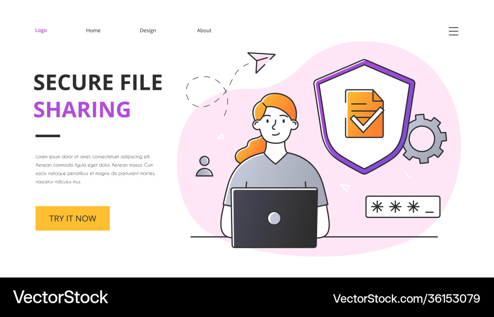 Secure file sharing abstract concept Secure file sharing abstract concept Vector Image