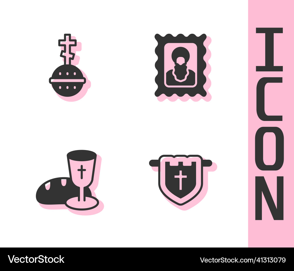 Set flag with christian cross goblet Set flag with christian cross goblet Vector Image