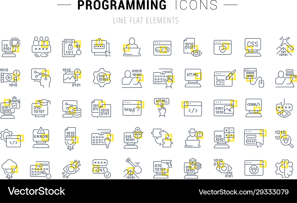Set line icons programming Set line icons programming vector image
