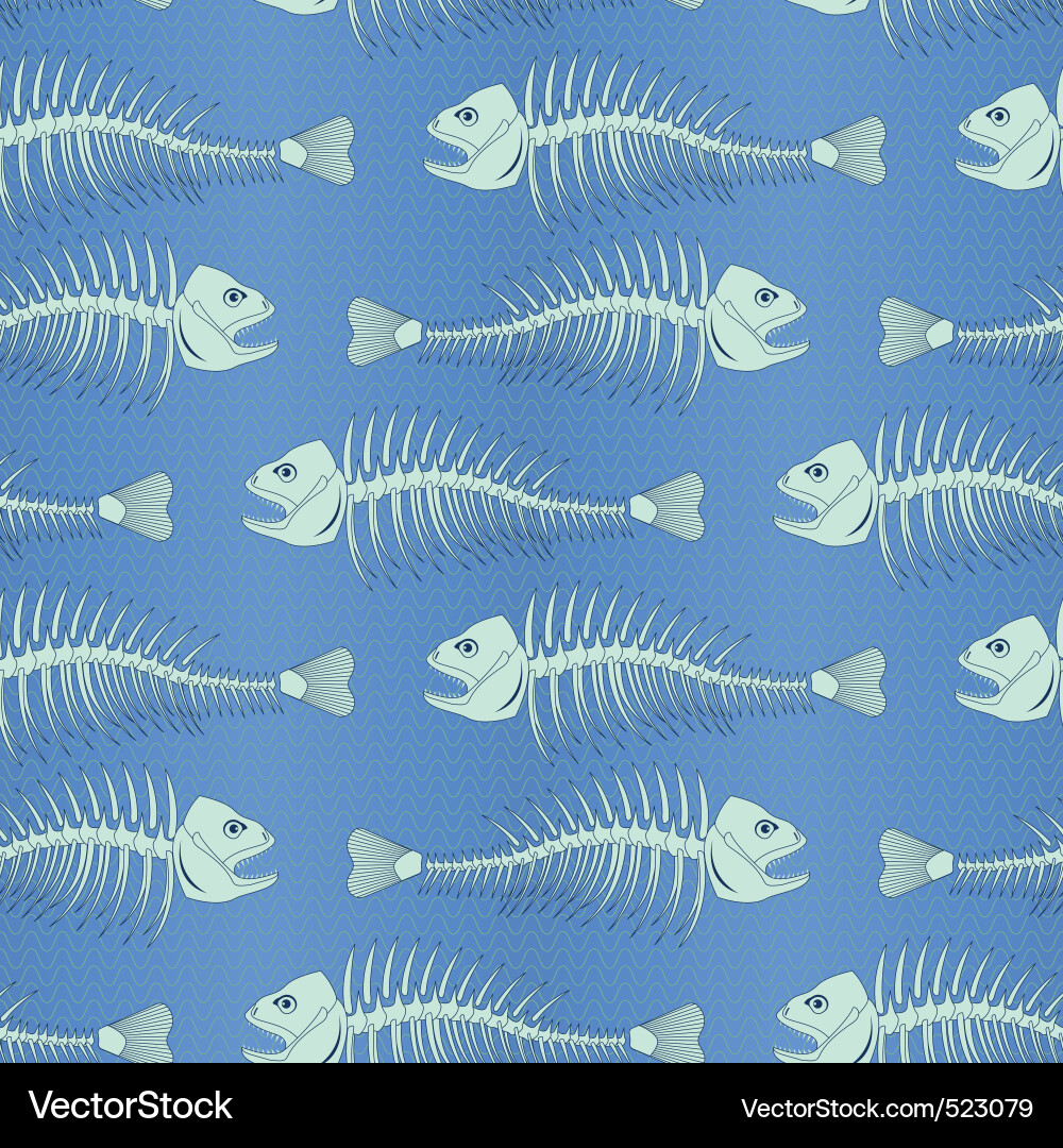 Skeleton Fish Pattern Vector Image