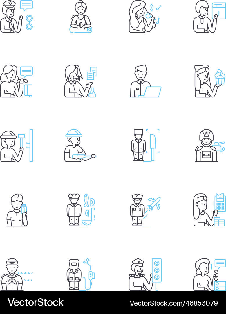 Skillful professions linear icons set expert Skillful professions linear icons set expert vector image
