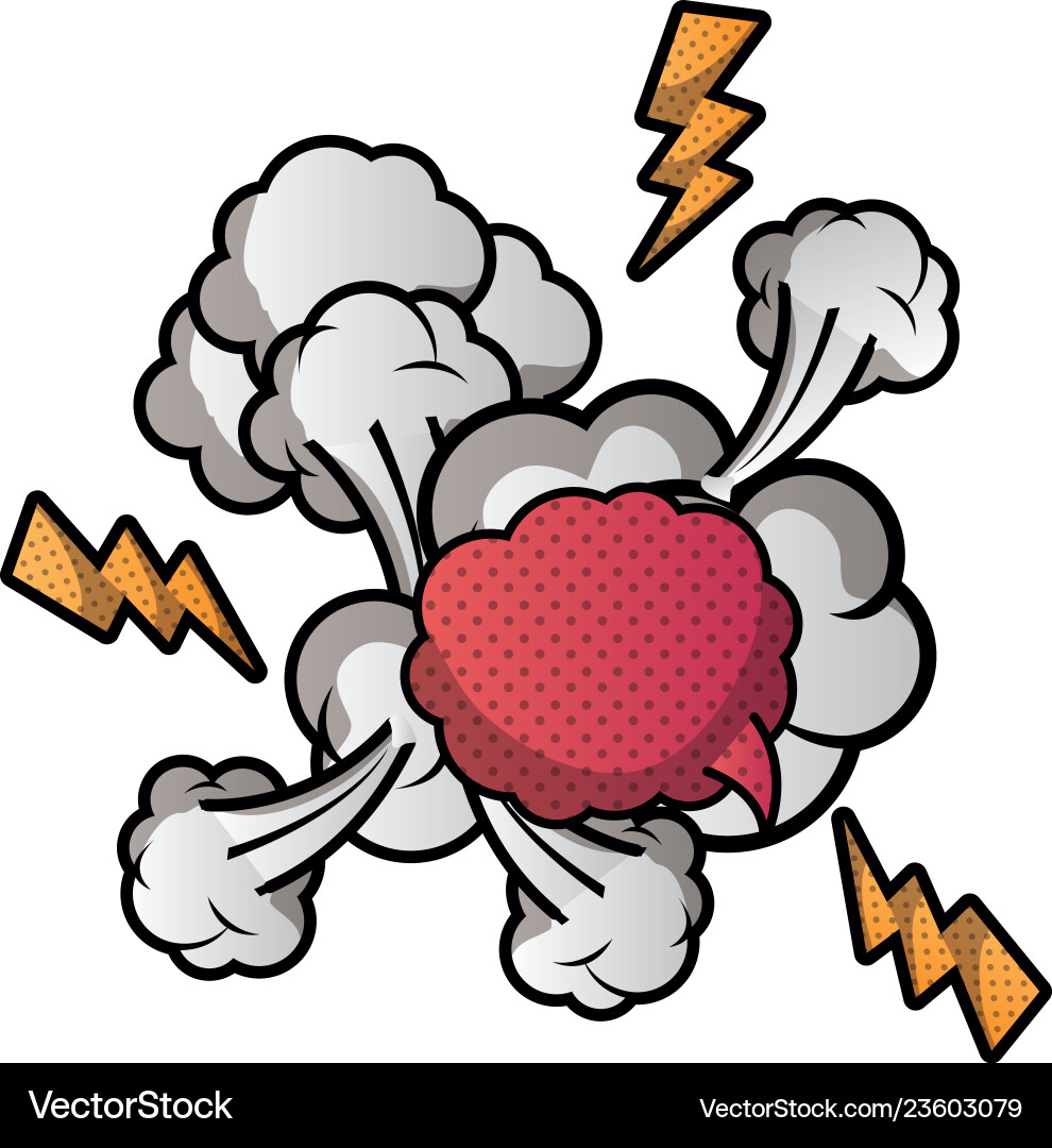 Speech bubble with cloud and thunder isolated icon vector image