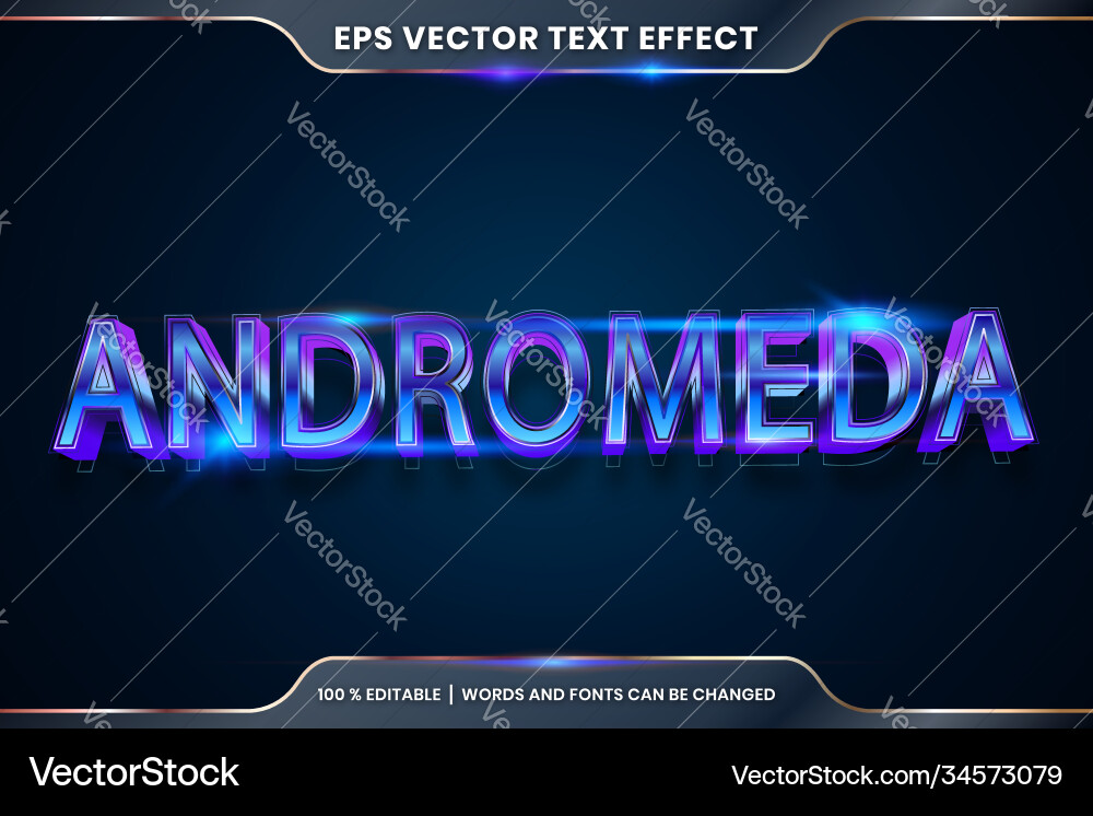 Text effect in 3d andromeda words font styles Text effect in 3d andromeda words font styles vector image