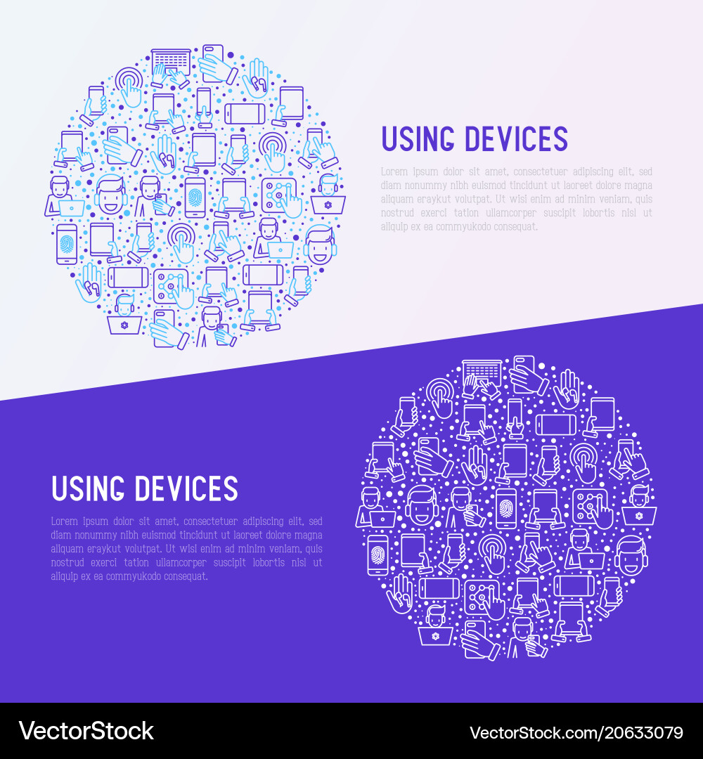 Using devices concept in circle Using devices concept in circle vector image