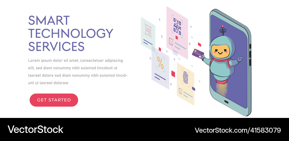 Virtual assistant robot website or mobile Virtual assistant robot website or mobile vector image