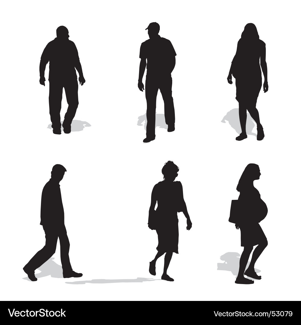 Walking Silhouettes - Men and Women vector image
