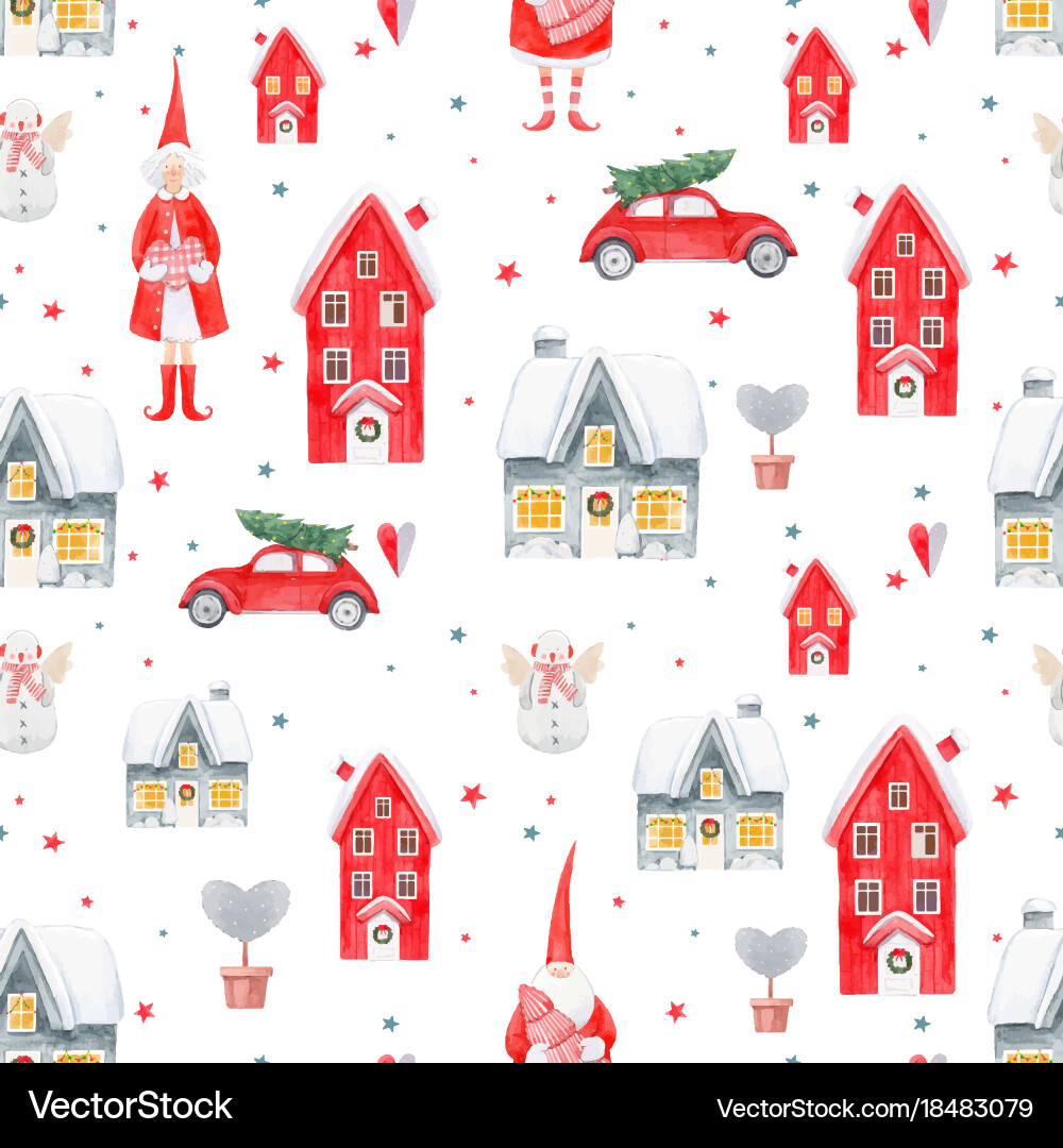 Watercolor Christmas Pattern vector image