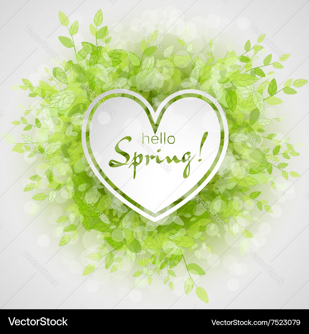 White heart frame with text hello spring vector image