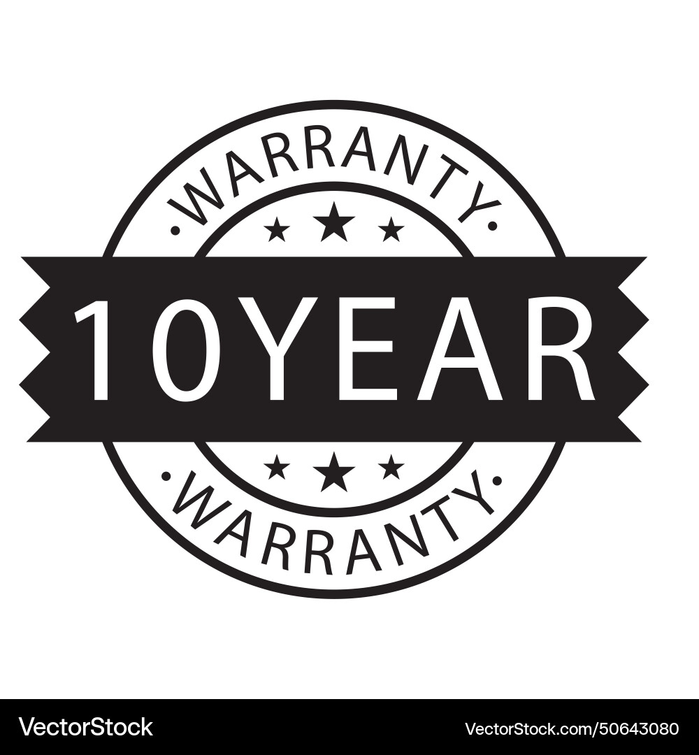 10 year warranty stamp on white background Vector Image