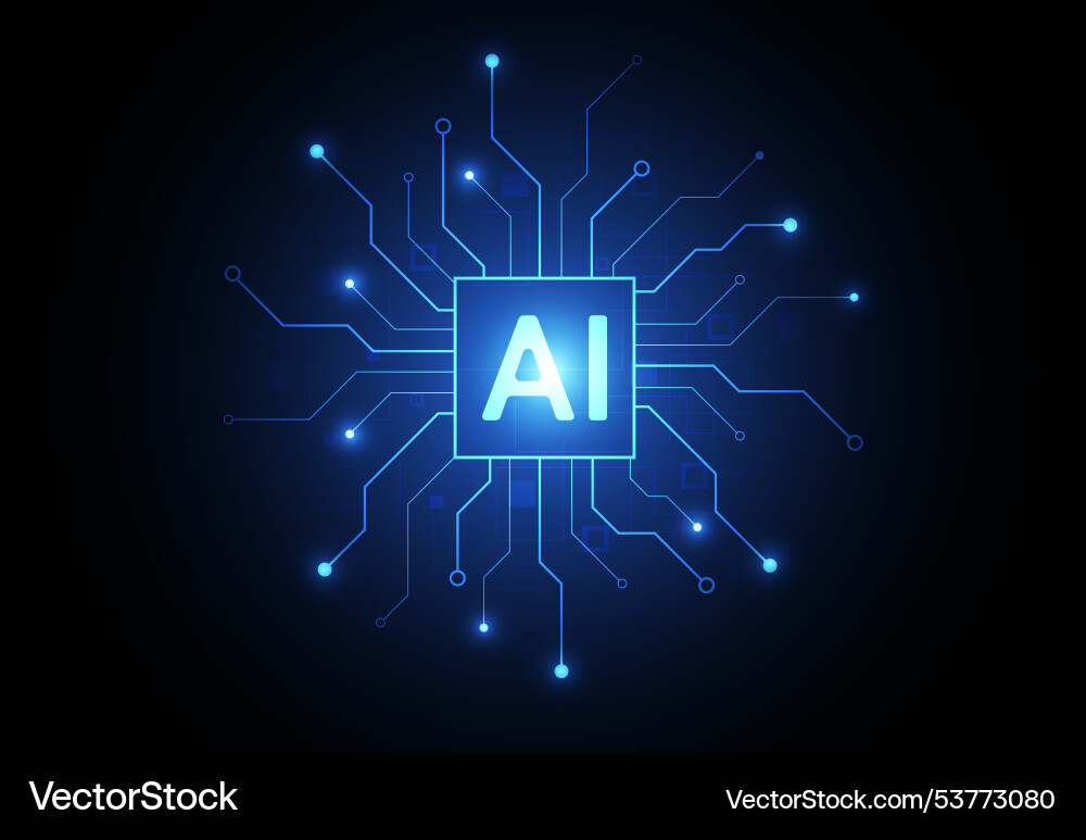 Artificial intelligence chipset on circuit board Artificial intelligence chipset on circuit board Vector Image