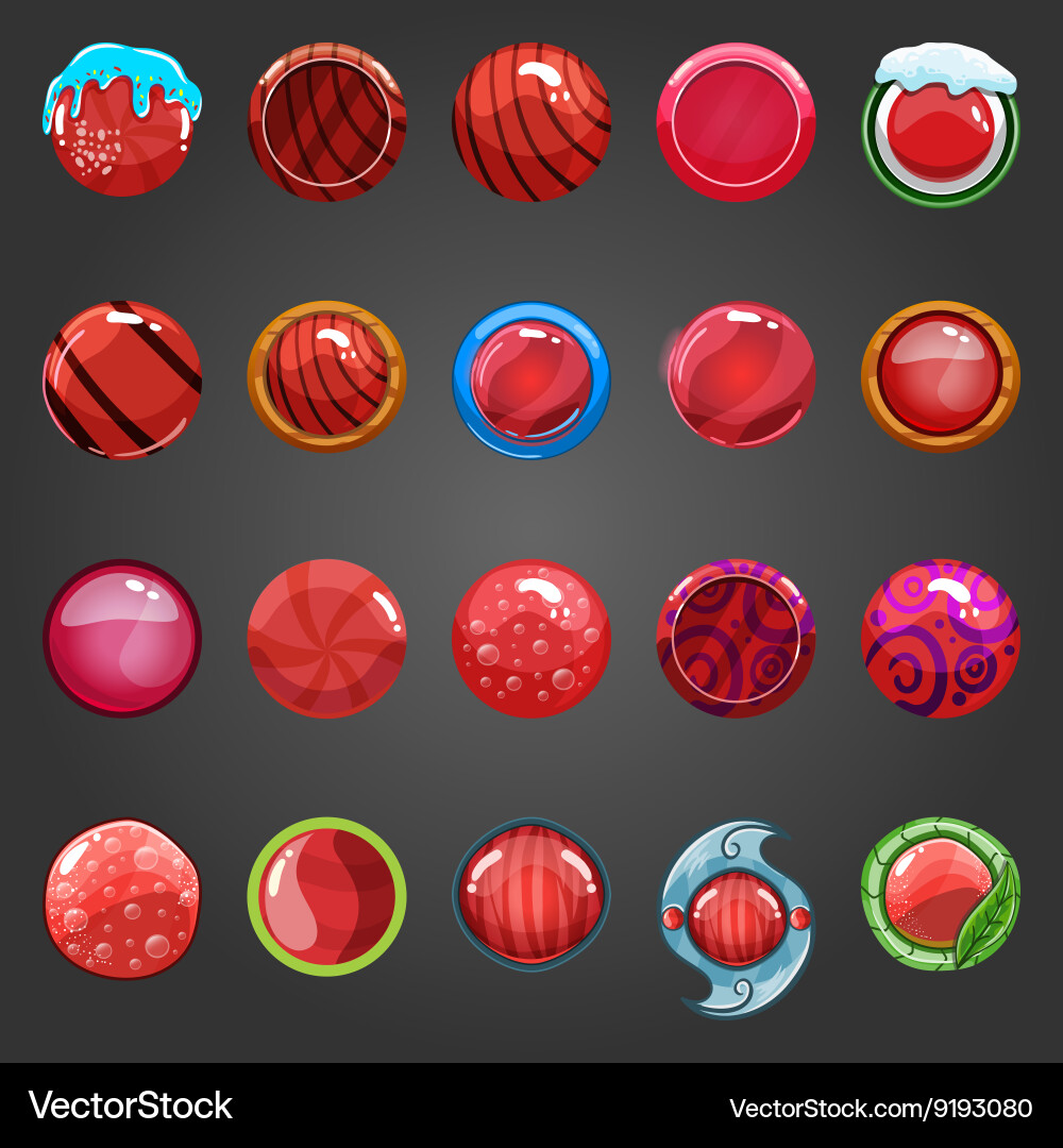 Big set of round red button vector image