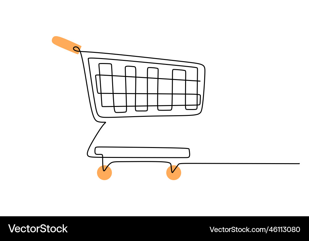 Continuous one single line of trolley shopping Continuous one single line of trolley shopping vector image