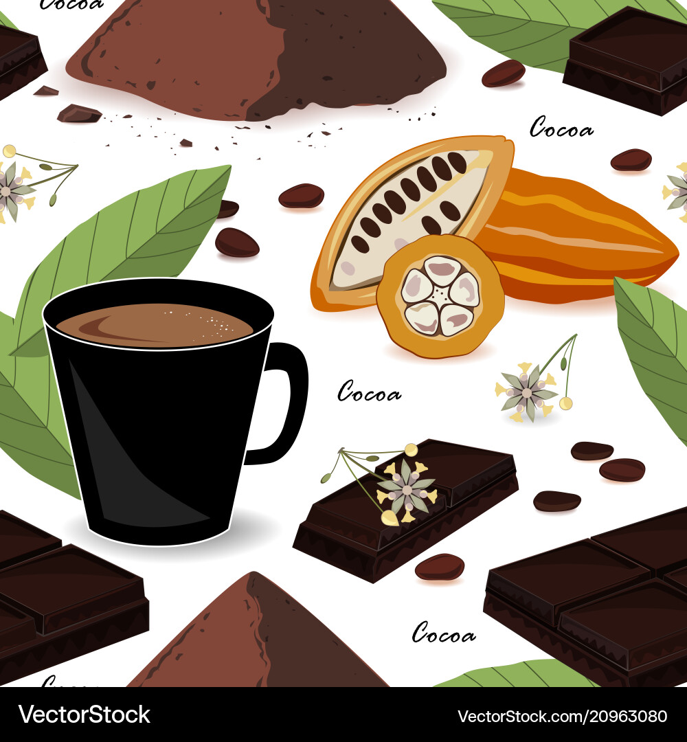 Cute and stylish cocoa seamless pattern Cute and stylish cocoa seamless pattern vector image