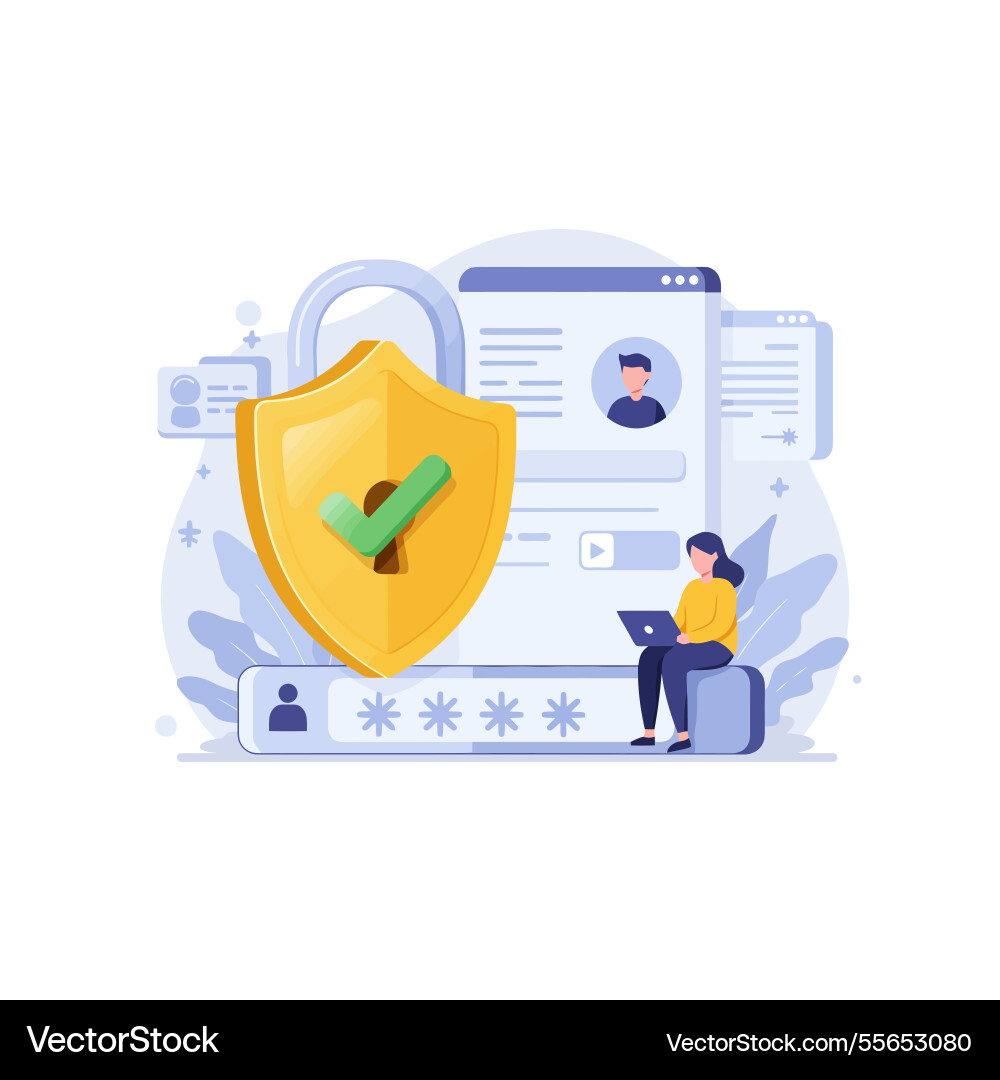 Data security concept with checkmark shield vector image