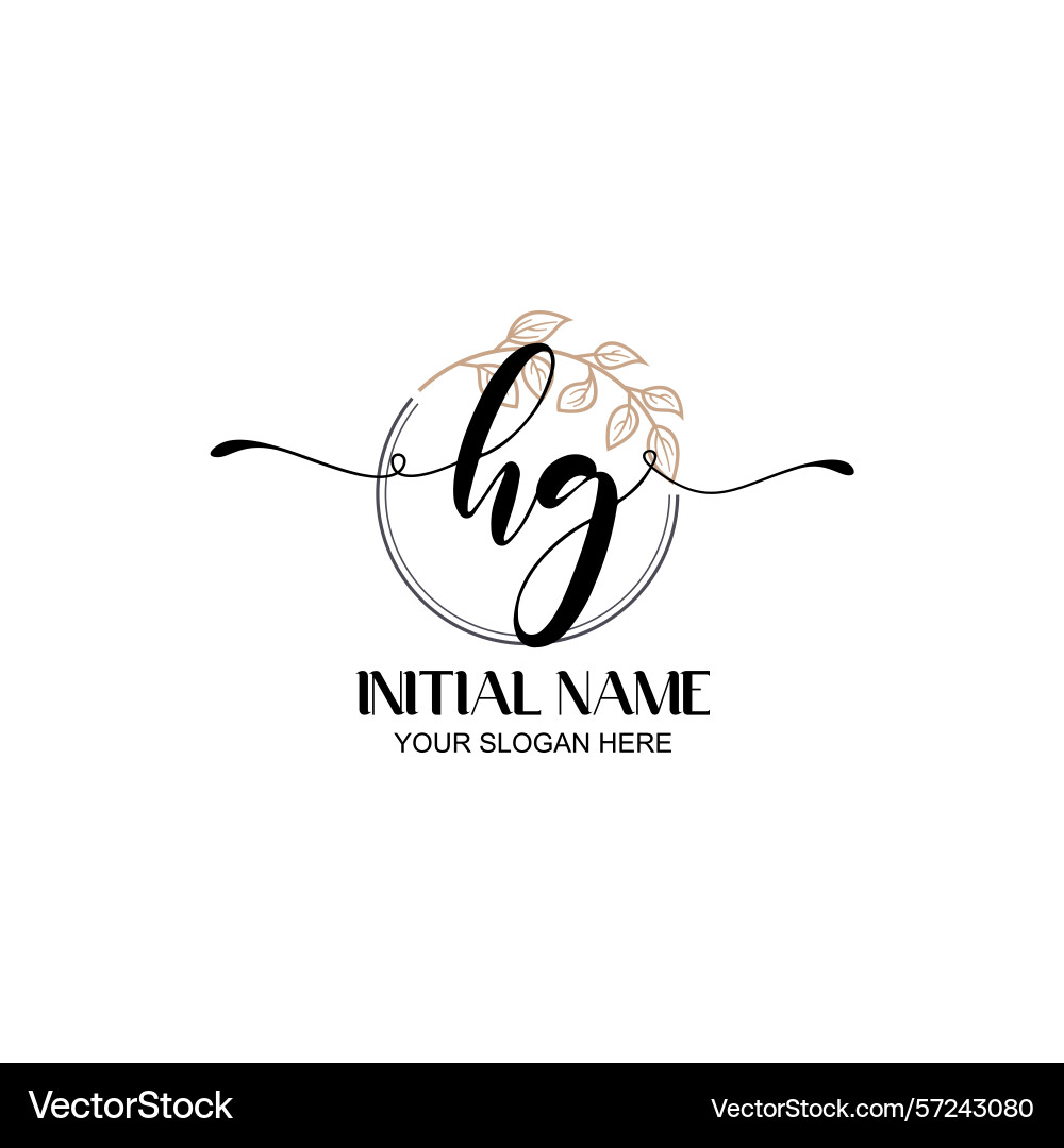 Elegant hg initial logo design with botanical vector image