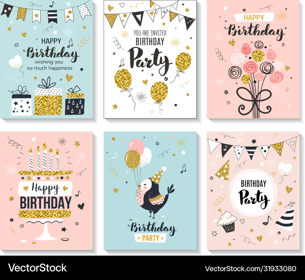 Happy Birthday Grußkarte und Party Einladung Happy Birthday Grußkarte und Party Einladung vektorbild