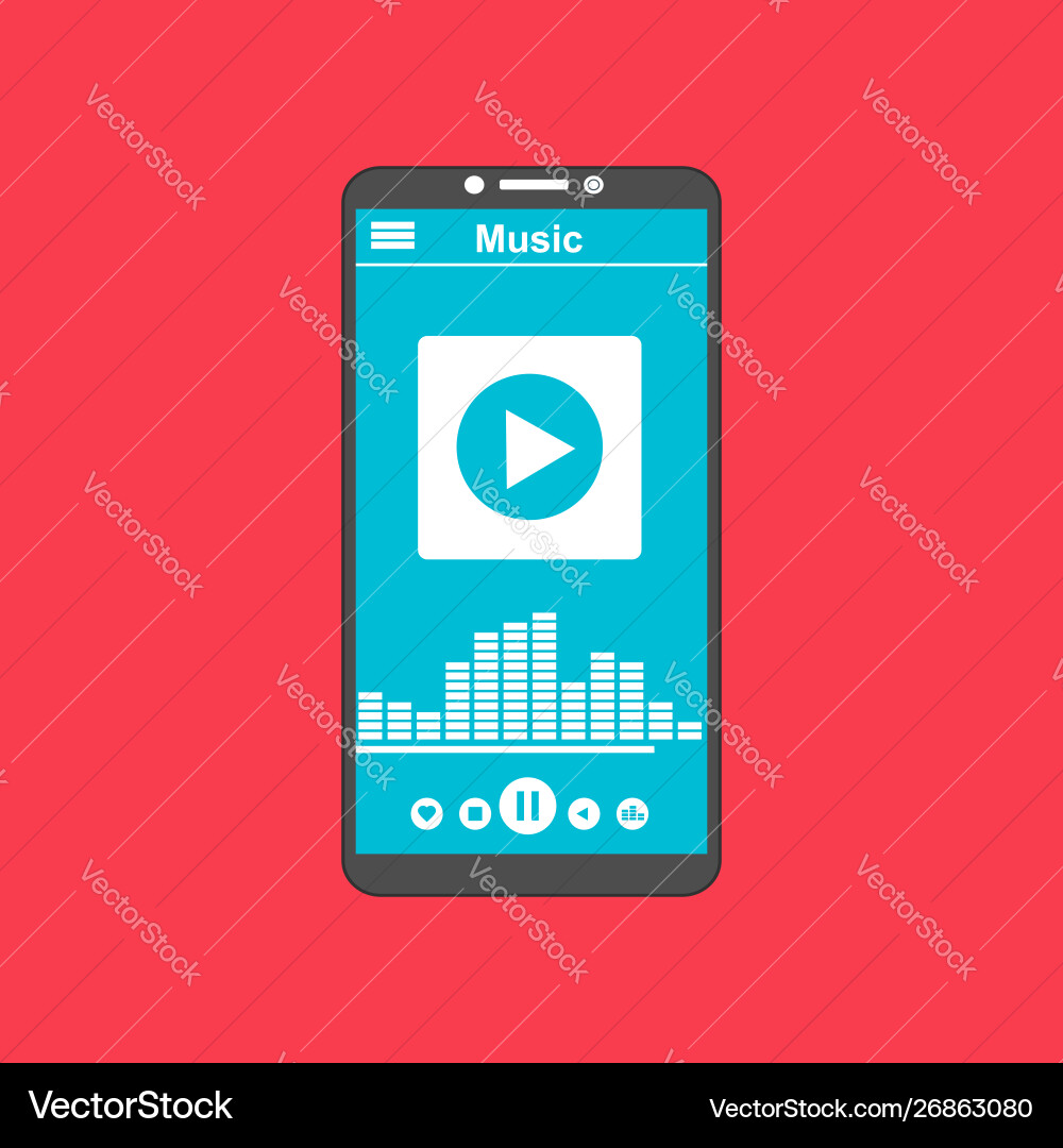 Media player application app template with flat Media player application app template with flat Vector Image