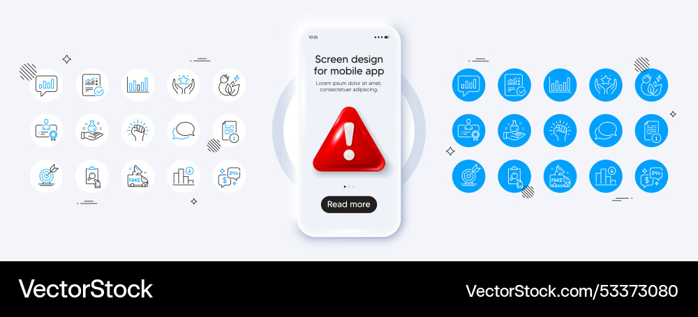 Messenger empower and decreasing graph line icons Messenger empower and decreasing graph line icons Vector Image