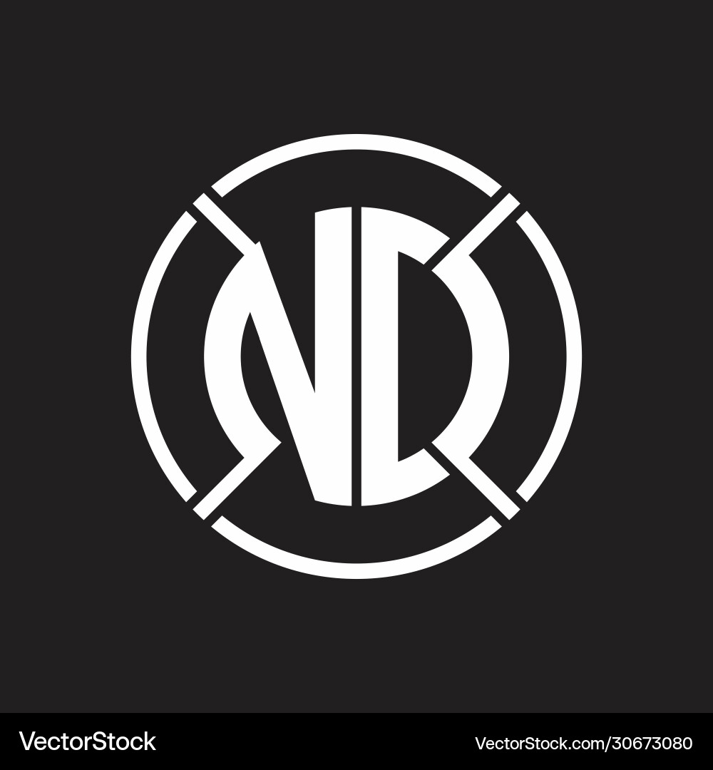 Nd logo monogram with four part circle slash vector image