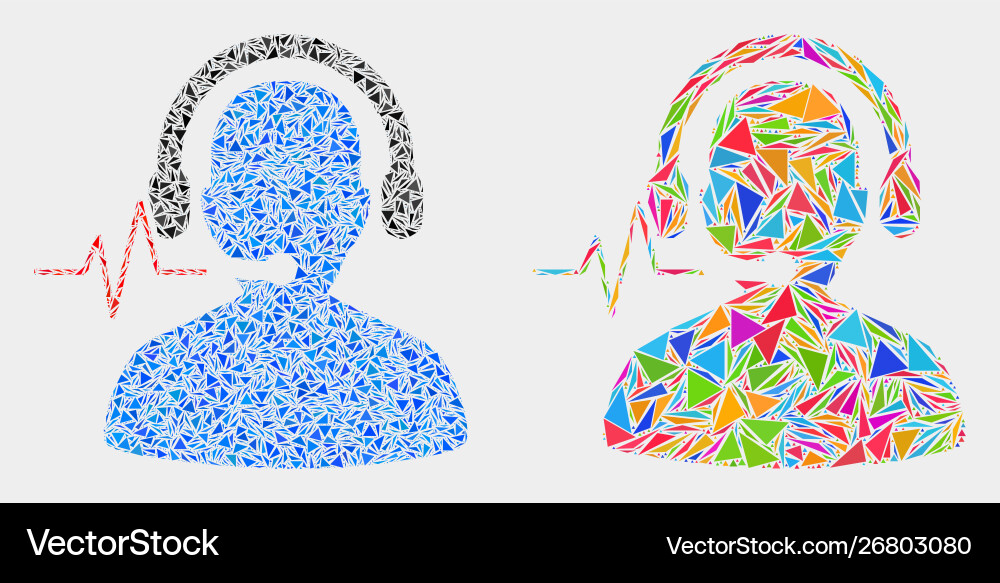 Operator signal mosaic icon triangle Operator signal mosaic icon triangle vector image