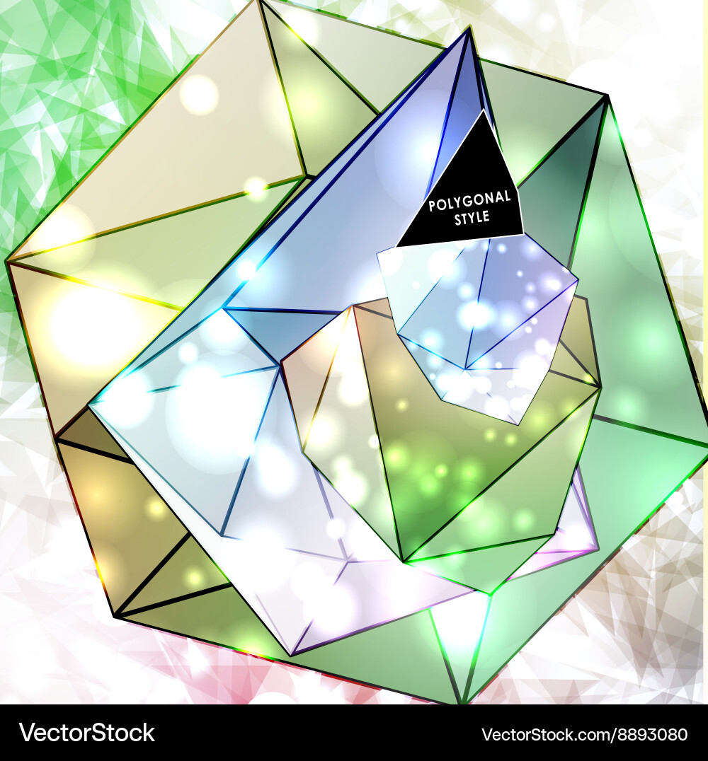 Polygonal triangles and space background vector image