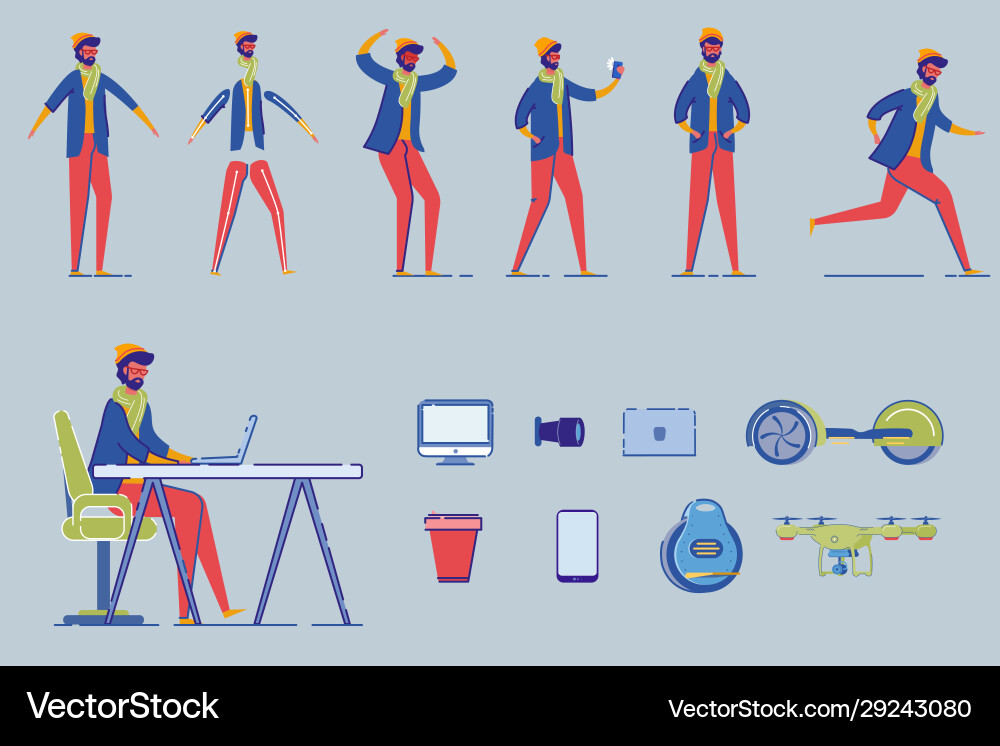 Programmer freelancer or designer character set Programmer freelancer or designer character set vector image