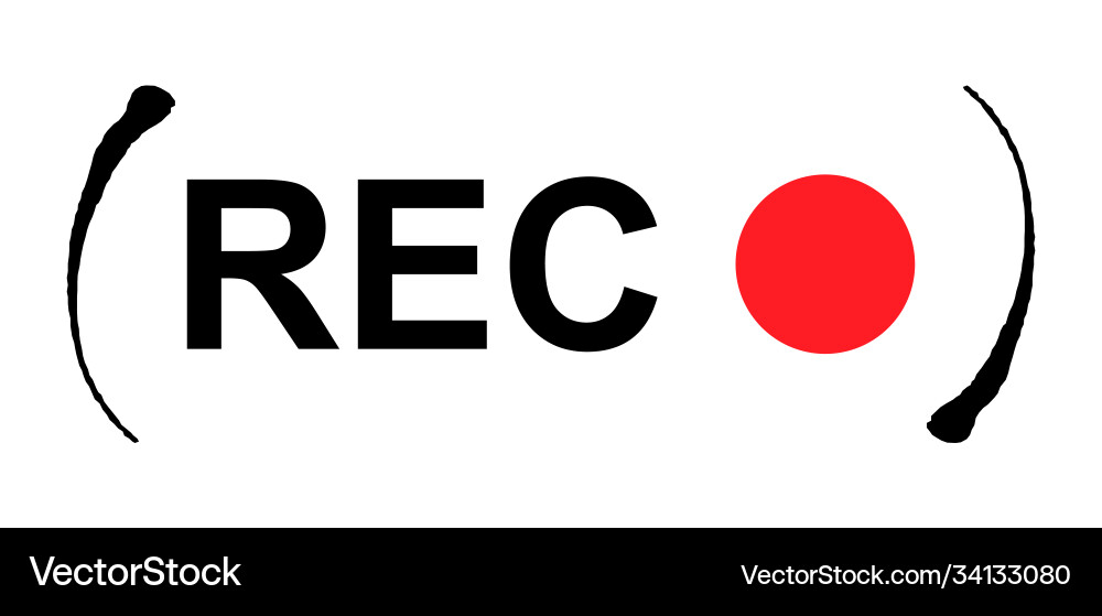 Recording sign button red app panel rec symbol Recording sign button red app panel rec symbol vector image