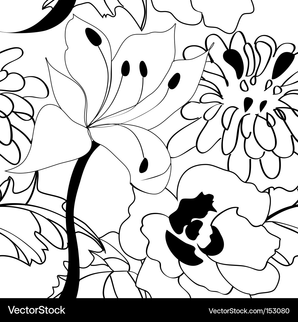 Schwarz und weiß Blumenmuster Vektorbild