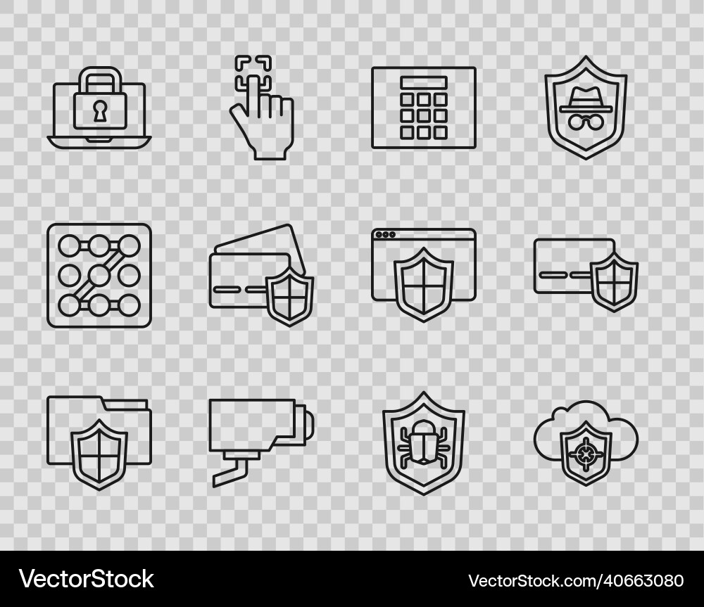 Set line document folder protection cloud Set line document folder protection cloud vector image