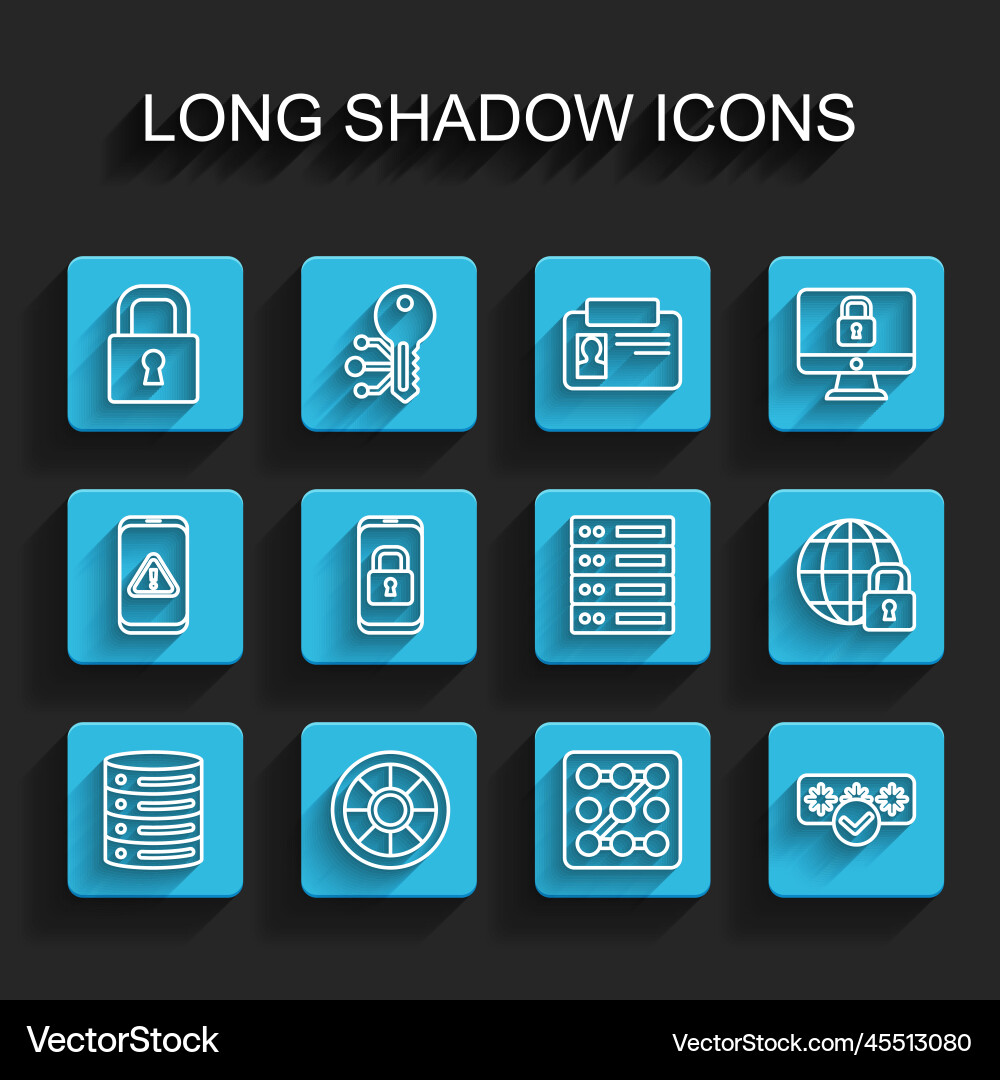 Set line server data web hosting safe lock Set line server data web hosting safe lock vector image