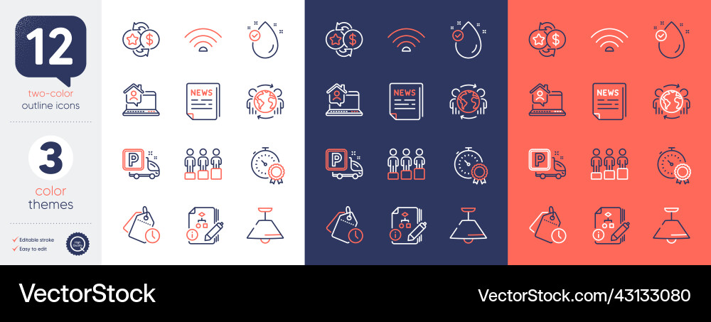 Set of best result time management and wifi line Set of best result time management and wifi line vector image
